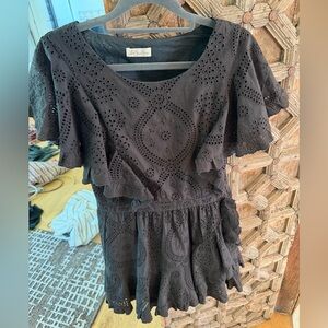 LoveShackFancy Black Eyelet Lace Dress